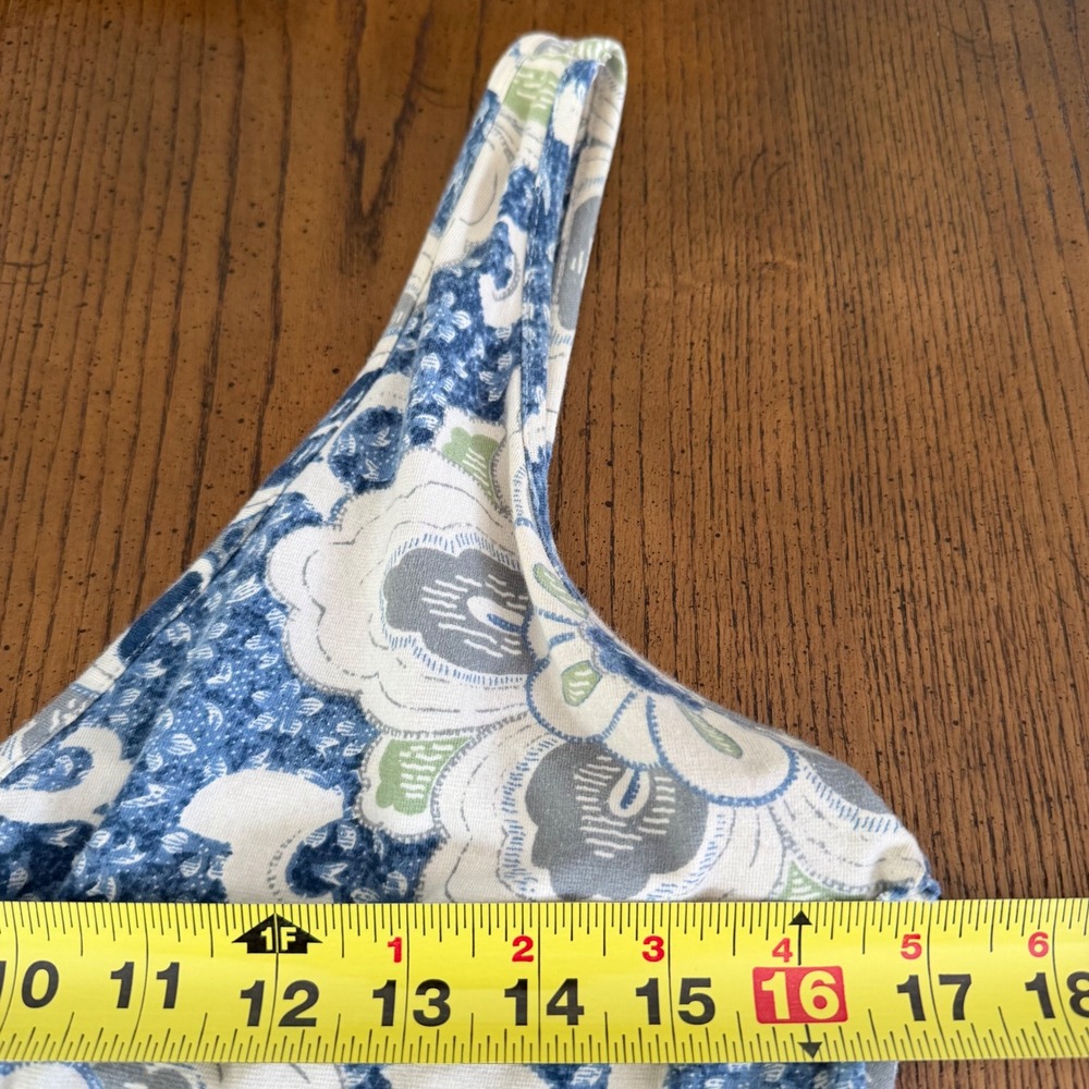 Patagonia Margo Dress Organic Cotton Blue Green Floral Sleeveless V-Neck Large - Picture 10 of 14